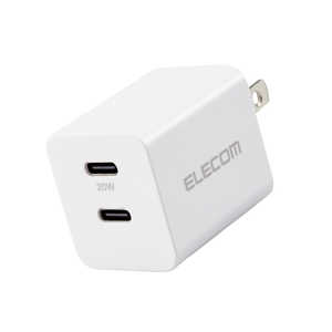 エレコム　ELECOM AC充電器/USB充電器/USB Power Delivery準拠/20W/USB-C2ポート/スイングプラグ/ホワイト MPA-ACCP35WH