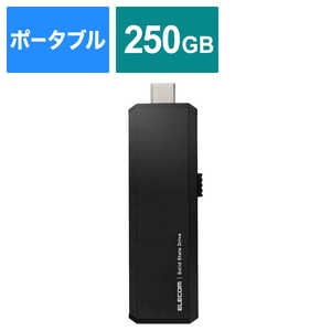 エレコム ELECOM SSD 外付け 250GB USB3.2 Gen2 読出最大600MB/秒 超小型 スライド式 高速 耐衝撃 Type C ×1 USB A ×1 ブラック ESD-EWA0250GBK