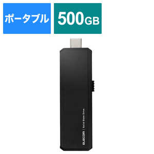 쥳 ELECOM SSD դ 500GB USB3.2 Gen2 ɽк600MB/ Ķ 饤ɼ ® Ѿ׷ Type C 1 USB A 1 ֥å ESD-EWA0500GBK