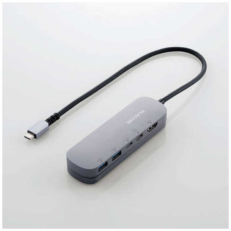 エレコム　ELECOM エレコム　ELECOM USB Type C ドッキングステーション ハブ 5-in-1 PD 90W出力 USB-C ×2 USB-A ×2 HDMI ×1 固定用スタンド付 シルバー DST-C18SV DST-C18SV
