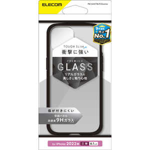 エレコム　ELECOM iPhone 14 Pro 6.1インチ ハイブリッドケース/TOUGH SLIM LITE/フレームカラー/背面クリア/背面ガラス/ブラック PM-A22CTSLFCGBK