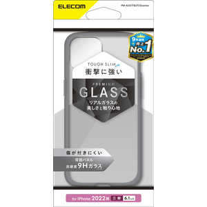 エレコム　ELECOM iPhone 14 Pro 6.1インチ ハイブリッドケース/TOUGH SLIM LITE/フレームカラー/背面クリア/背面ガラス/グレー PM-A22CTSLFCGGY