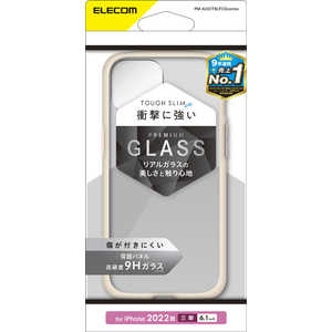 エレコム　ELECOM iPhone 14 Pro 6.1インチ ハイブリッドケース/TOUGH SLIM LITE/フレームカラー/背面クリア/背面ガラス/アイボリー PM-A22CTSLFCGIV