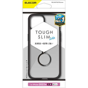 エレコム　ELECOM iPhone 14 Pro 6.1インチ ハイブリッドケース/TOUGH SLIM LITE/フレームカラー/背面クリア/リング付き/ブラック PM-A22CTSLFCRBK