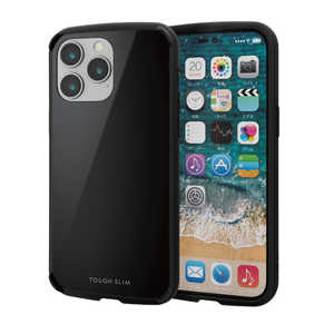 エレコム ELECOM iPhone 14 Pro Max 用 ケース ハイブリッド カバー 耐衝撃 衝撃吸収 軽量 薄型 ワイヤレス充電可 ストラップホール付 TOUGH SLIM LITE ブラック