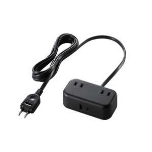 エレコム ELECOM 電源タップ 延長コード USB付き タップ 2m ( コンセント ×2 TypeC ×1 USB A ×1 ) ブラック T-U04-2220BK エレコム ELECOM 電源タップ 延長コード USB付き タップ 2m ( コンセント ×2 TypeC ×1 USB A ×1 ) ブラック T-U04-2220BK