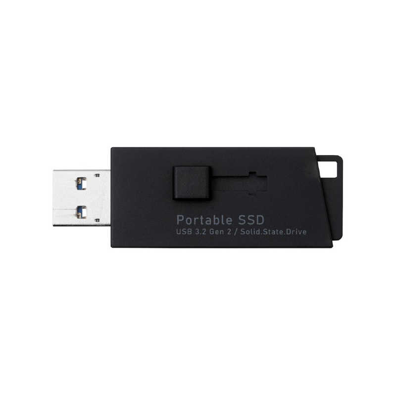 エレコム　ELECOM エレコム　ELECOM SSD 外付け 250GB USB3.2 Gen2 読出最大600MB秒 超小型 スライド式 高速 抗菌・抗ウイルス 耐衝撃 USB A ×1 ブラック ESD-EHL0250GBK ESD-EHL0250GBK