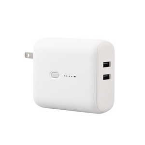 エレコム ELECOM モバイルバッテリー コンセント一体型 5000mAh 12W 出力( USB A ×2) 2台同時充電可 PSE認証 DE-AC06-5000WF エレコム ELECOM モバイルバッテリー コンセント一体型 5000mAh 12W 出力( USB A ×2) 2台同時充電可 PSE認証 DE-AC06-5000WF