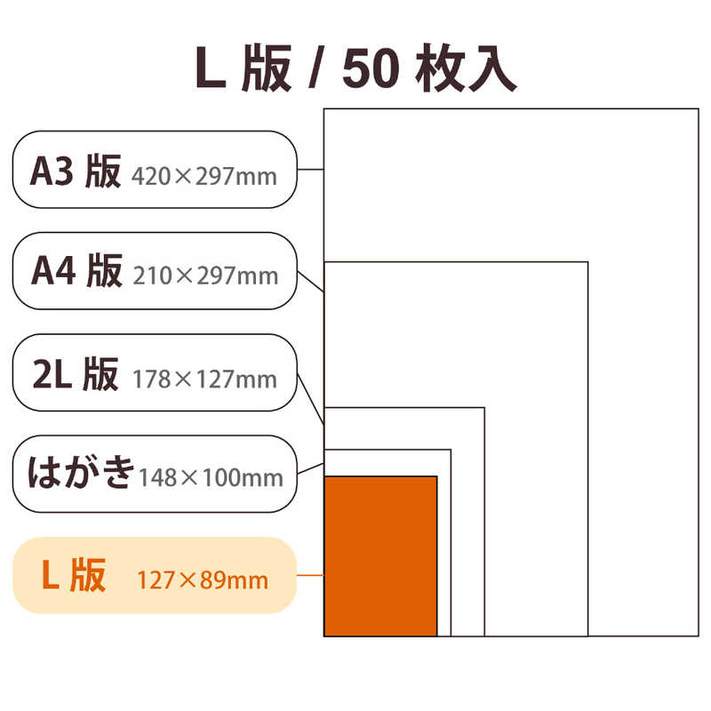 エレコム　ELECOM エレコム　ELECOM プリンター用紙 写真用紙 L判 50枚 光沢 高グレード 厚手 ホワイト EJK-HQL50 EJK-HQL50