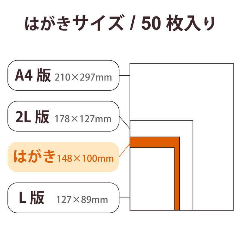 エレコム　ELECOM エレコム　ELECOM プリンター用紙 写真用紙 ハガキ 50枚 光沢 厚手 インクジェット用紙 ホワイト EJK-VLH50 EJK-VLH50
