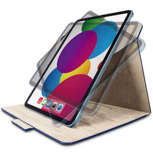 エレコム　ELECOM iPad 10.9インチ 第10世代 ( 2022 ) 用 ケース ヴィーガンレザー カバー 手帳型 マグネット フラップ ネイビー TB-A22R360NV