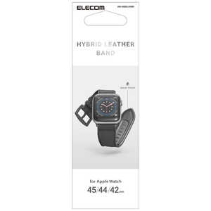エレコム　ELECOM Apple Watch 45/44/42mm ハイブリッドレザーバンド ブラック AW-45BDLHVBK