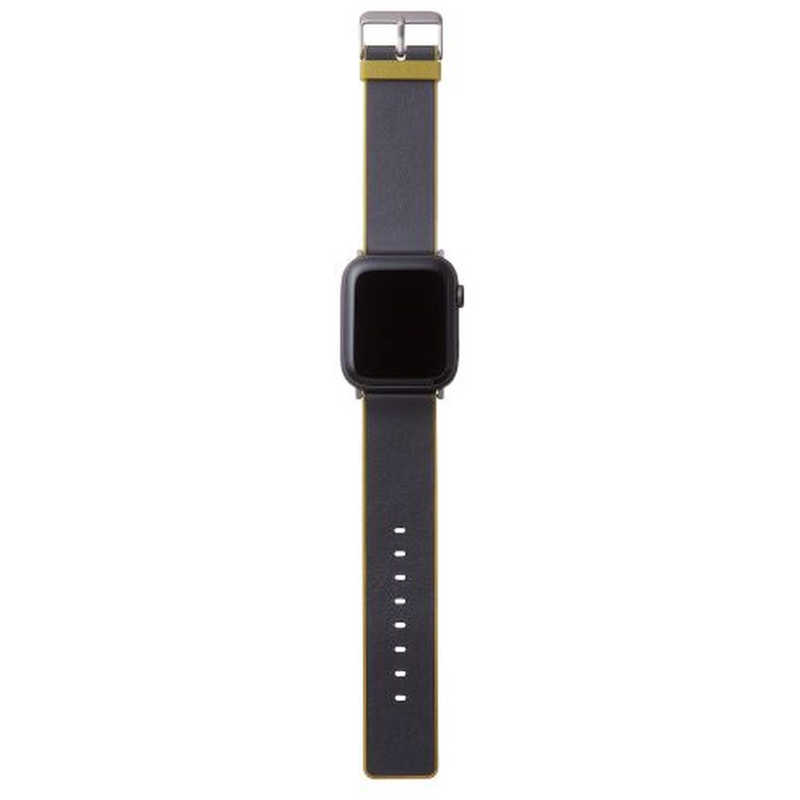 エレコム　ELECOM エレコム　ELECOM Apple Watch 45/44/42mmハイブリッドレザーバンド MINIO スモーキーブラック×オリーブグリーン AW-45BDMNOBK AW-45BDMNOBK