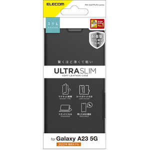 エレコム ELECOM Galaxy A23 5G(SC-56C/SCG18)/レザーケース/手帳型/UltraSlim/薄型/磁石付き/ブラック PMG227PLFUBK