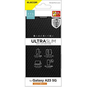 エレコム ELECOM Galaxy A23 5G(SC-56C/SCG18)/レザーケース/手帳型/UltraSlim/薄型/磁石付き/カーボン調(ブラック) PMG227PLFUCB