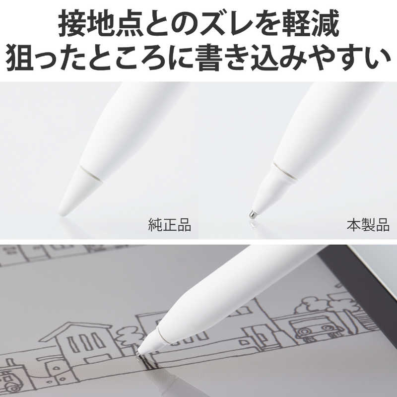 エレコム　ELECOM エレコム　ELECOM Apple Pencil 第2世代 第1世代 用 交換ペン先 2個入 太さ約1mm 極細 金属製 アップルペンシル iPad 用 ペン先 ホワイト PTIPAP02 PTIPAP02