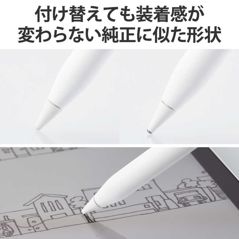 エレコム　ELECOM エレコム　ELECOM Apple Pencil 第2世代 第1世代 用 交換ペン先 2個入 太さ約1.8mm 金属製 長寿命 アップルペンシル iPad 用 ペン先 ホワイト PTIPAP03 PTIPAP03