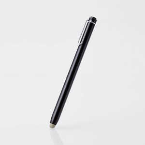 エレコム　ELECOM タッチペン スタイラスペン 交換ペン先(2個入) P-TIPS03 導電繊維タイプ クリップ付 ネジ式キャップ付 ペン先交換可 ブラック P-TPSSPABK