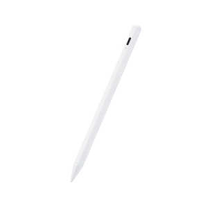 エレコム　ELECOM タッチペン スタイラスペン 充電式 USB TypeC 充電 誤作動防止 磁気吸着 樹脂(POM)ペン先 D型 ペン先交換可(ペン先2個付属) ホワイト P-TPACSTAP05XWH