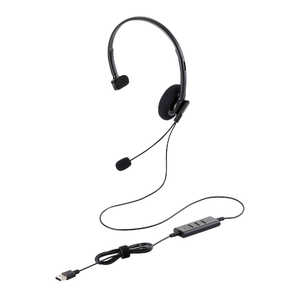 エレコム　ELECOM ヘッドホン ヘッドセット 無指向性 マイク付き 有線 USB 接続 モノラル ノイズリダクション 片耳 オーバーヘッド 軽量 ブラック HS-HP102UNCBK