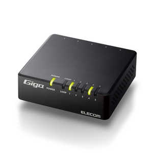 エレコム　ELECOM  スイッチングハブ LAN ハブ 5ポート Giga対応 1000/100/10Mbps AC電源 ファンレス 静音 省エネ機能 壁掛け設置対応 ブラック EHC-G05PA4-B