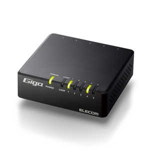 エレコム ELECOM スイッチングハブ LAN ハブ 5ポート Giga対応 1000/100/10Mbps AC電源 ファンレス 静音 省エネ機能 壁掛け設置対応 ブラック EHC-G05PA4-B