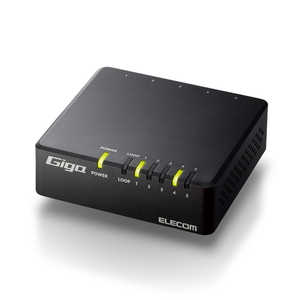 エレコム ELECOM スイッチングハブ LAN ハブ 5ポート Giga対応 1000/100/10Mbps マグネット付 AC電源 ファンレス 静音 省エネ機能 壁掛け設置対応 ブラック EHC-