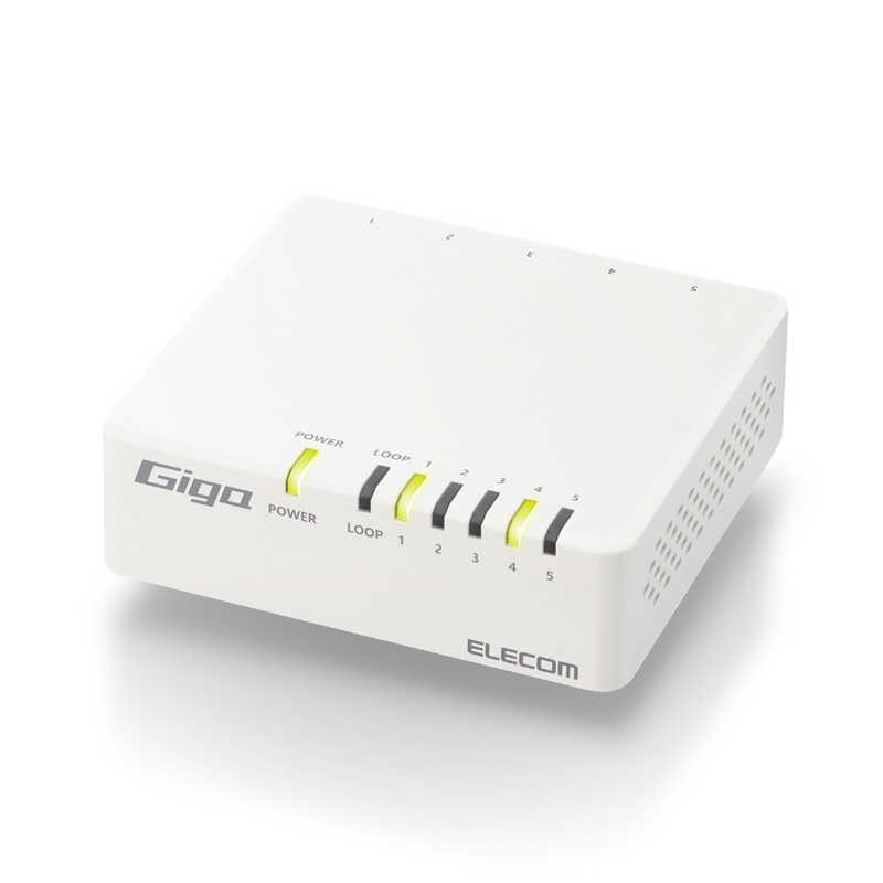 エレコム　ELECOM エレコム　ELECOM  スイッチングハブ LAN ハブ 5ポート Giga対応 1000/100/10Mbps マグネット付 AC電源 ファンレス 静音 省エネ機能 壁掛け設置対応 ホワイト EHC-G05PA4-JW EHC-G05PA4-JW