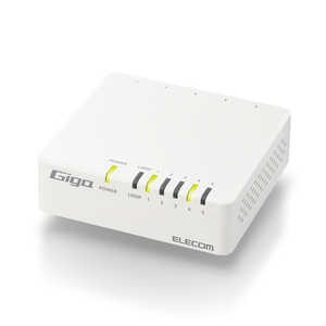 エレコム ELECOM スイッチングハブ LAN ハブ 5ポート Giga対応 1000/100/10Mbps マグネット付 AC電源 ファンレス 静音 省エネ機能 壁掛け設置対応 ホワイト EHC-