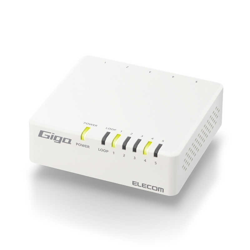 エレコム　ELECOM エレコム　ELECOM  スイッチングハブ LAN ハブ 5ポート Giga対応 1000/100/10Mbps AC電源 ファンレス 静音 省エネ機能 壁掛け設置対応 ホワイト EHC-G05PA4-W EHC-G05PA4-W