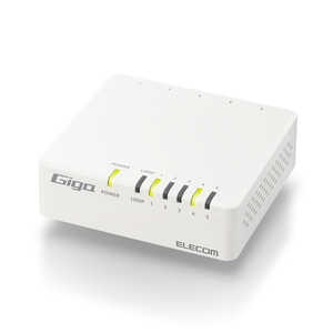 エレコム　ELECOM  スイッチングハブ LAN ハブ 5ポート Giga対応 1000/100/10Mbps AC電源 ファンレス 静音 省エネ機能 壁掛け設置対応 ホワイト EHC-G05PA4-W