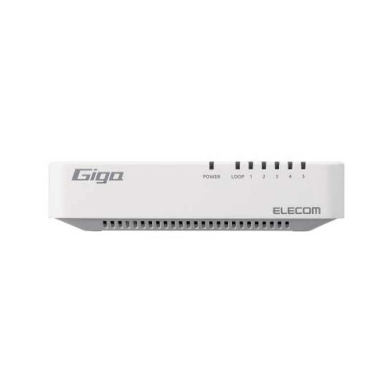 エレコム　ELECOM エレコム　ELECOM  スイッチングハブ LAN ハブ 5ポート Giga対応 1000/100/10Mbps マグネット付 電源内蔵 ファンレス 静音 省エネ機能 壁掛け設置対応 ホワイト EHC-G05PN4-JW EHC-G05PN4-JW