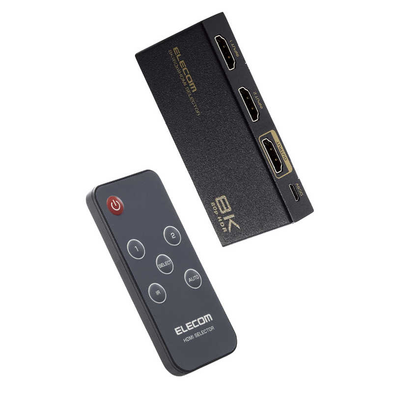 エレコム　ELECOM エレコム　ELECOM HDMI 切替器 2入力1出力( PS5 PS4 Nintendo Switch Fire TV Stick など動作確認済 ) 手動 / 自動 切り替え器 リモコン付き セレクター ブラック DH-SW8KP21BK DH-SW8KP21BK