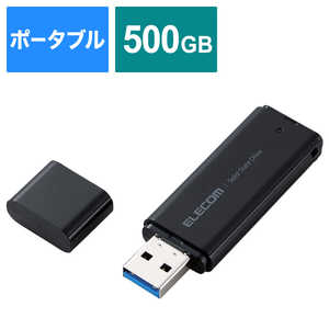 エレコム　ELECOM SSD 外付け 500GB USB3.2 Gen1 読出最大400MB/秒 超小型 ポータブル キャップ式 ( Windows Mac パソコン PS5 PS4 テレビ録画 等対応 ) ブラック ESD-EMC0500GBK