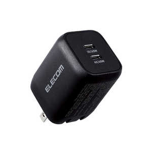 エレコム ELECOM ノートパソコン 充電器 PD 65W PPS対応 Type-C ×2 折りたたみプラグ 小型 軽量 ブラック ACDC-PD4365BK エレコム ELECOM ノートパソコン 充電器 PD 65W PPS対応 Type-C ×2 折りたたみプラグ 小型 軽量 ブラック ACDC-PD4365BK