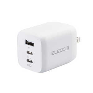 エレコム　ELECOM USB Type-C 充電器 PD PPS対応 合計出力 65W Type C ×2 USB A ×1 折りたたみプラグ 小型 軽量 ホワイト EC-AC4465WH