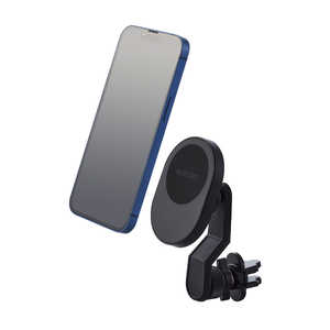 エレコム　ELECOM マグネット 車載 スマホホルダー ワイヤレス充電器 7.5W エアコンクリップタイプ ( MagSafe 対応 iPhone ) 車 充電器 スタンド マグセーフ 黒 W-QC11BK