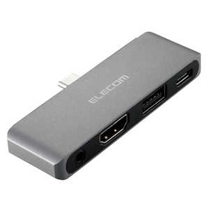 エレコム　ELECOM ［USB-C オス→メス HDMI /φ3.5mm / USB-A / USB-C］USB PD対応 60W ドッキングステーション ［USB Power Delivery対応］ シルバー DSTC25SV