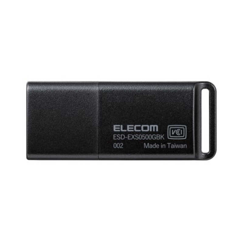 エレコム　ELECOM エレコム　ELECOM SSD 外付け 500GB USB3.2 Gen1 読出最大400MB/秒 超小型 USBメモリ型 ポータブル キャップ式 高速 耐衝撃 ブラック ESD-EXS0500GBK ESD-EXS0500GBK