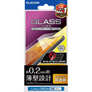 エレコム　ELECOM iPhone 15(6.1インチ) ガラスライクフィルム/薄型/高透明 PM-A23AFLGL