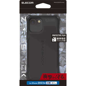エレコム　ELECOM iPhone 15(6.1インチ) ハイブリッドケース/ZEROSHOCK/ブラック PM-A23AZEROBK