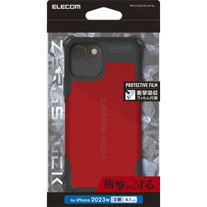 エレコム　ELECOM iPhone 15(6.1インチ) ハイブリッドケース/ZEROSHOCK/レッド PM-A23AZERORD