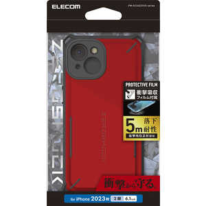 エレコム　ELECOM iPhone 15(6.1インチ) ハイブリッドケース/レッド PM-A23AZEROSRD