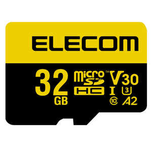 エレコム　ELECOM マイクロSDカード microSDHC 32GB Class10 UHS-I U3 V30 読込最大90MB/s SD変換アダプター付 MF-HMS032GU13V3