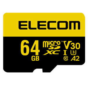 エレコム　ELECOM マイクロSDカード microSDXC 64GB Class10 UHS-I U3 V30 読込最大90MB/s SD変換アダプター付 MF-HMS064GU13V3