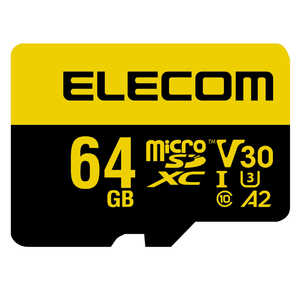 エレコム ELECOM マイクロSDカード microSDXC 64GB Class10 UHS-I U3 V30 読込最大90MB/s SD変換アダプター付 MF-HMS064GU13V3