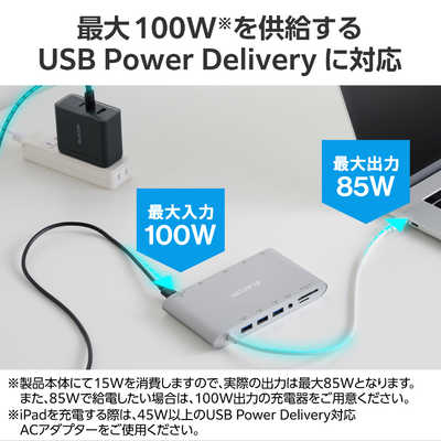 エレコム ELECOM USB Type C ドッキングステーション ハブ シルバー