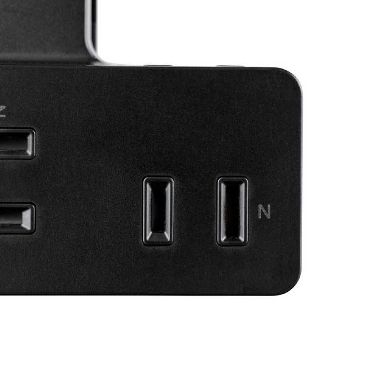 エレコム　ELECOM エレコム　ELECOM USBクリップタップ 雷サージ付 ホコリシャッター付 3個口 USBA×2 2.4A 2.5m T-U05-3225BK T-U05-3225BK