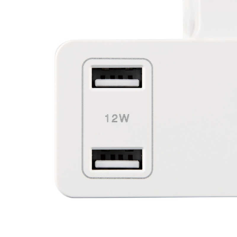 エレコム　ELECOM エレコム　ELECOM USBクリップタップ 雷サージ付 ホコリシャッター付 3個口 USBA×2 2.4A 2.5m T-U05-3225WH T-U05-3225WH