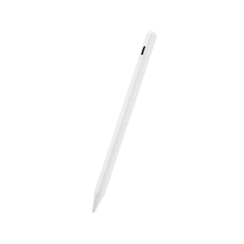 エレコム　ELECOM エレコム　ELECOM スタイラスペン 充電式 USB Type-C 充電 磁気吸着 樹脂(POM) ペン先交換可 ( iPad スマホ タブレット 各種対応 ) ホワイト P-TPACST04WH P-TPACST04WH